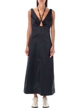 GANNI SATIN HALTER DRESS